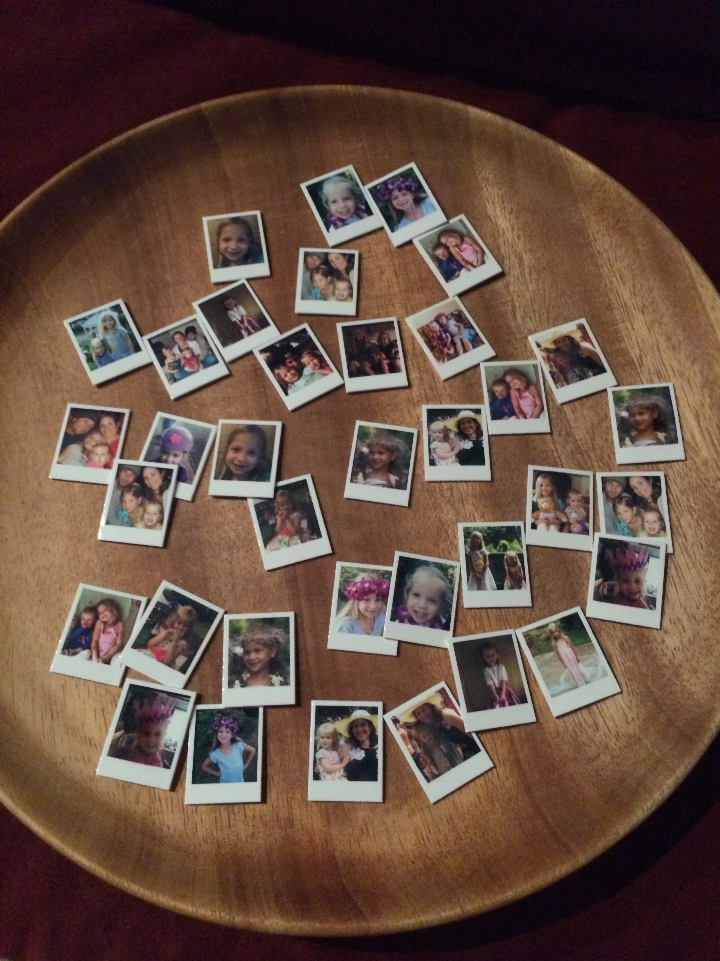 Mother's Day gift idea. Easy to make mini Polaroid magnets with a link to a free template and instructions.