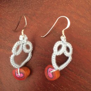 Tatted Drop Earrings with Homemade Beads