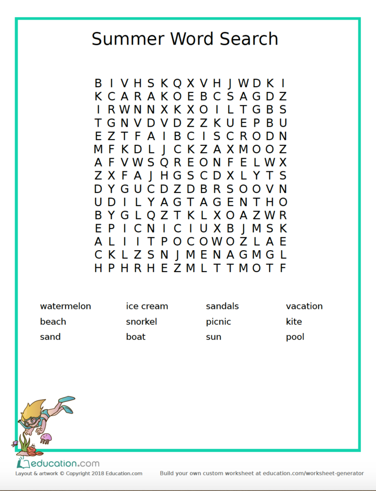 Summer Word Search Fun - Exhausted Mama