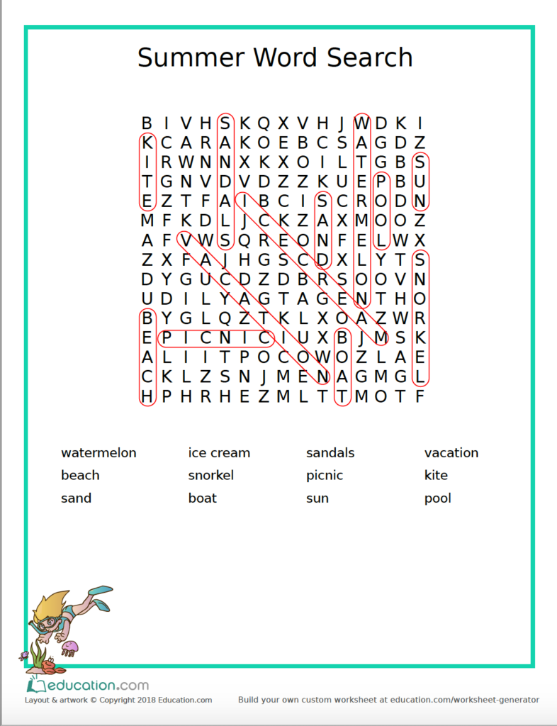 Summer Word Search Fun - Exhausted Mama