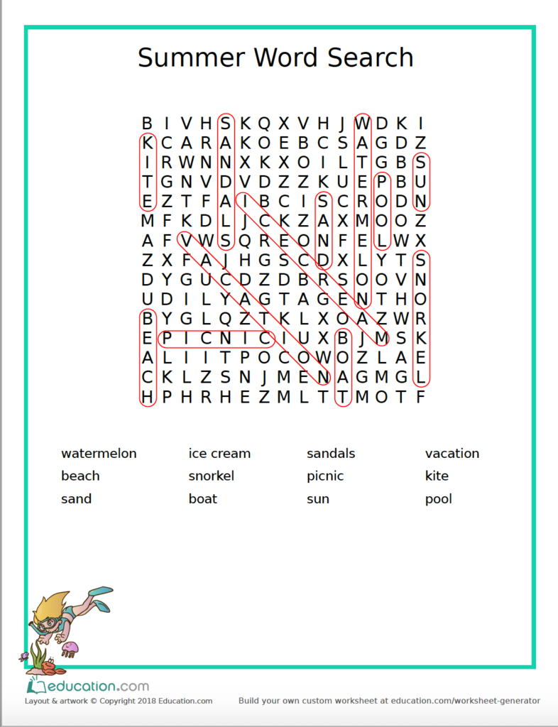 Summer Word Search Fun Exhausted Mama